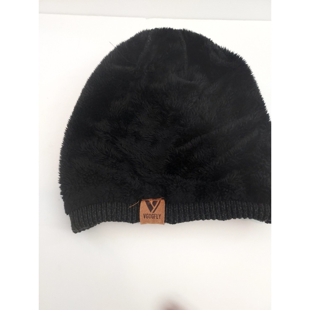 Vgogfly Mens Beanie Winter Hat Lined Knit Warm Faux Fur One Size Gray Reversible